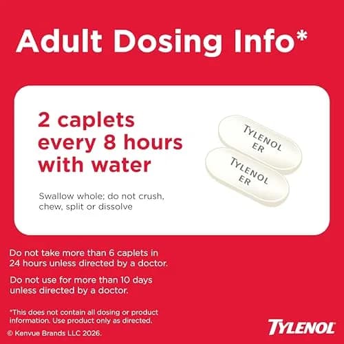 Tylenol 8-Hour Arthritis Pain Relief Extended-Release Caplets 650 mg (50 Count) | Doctor Recommended OTC Pain Reliever thumbnail 5