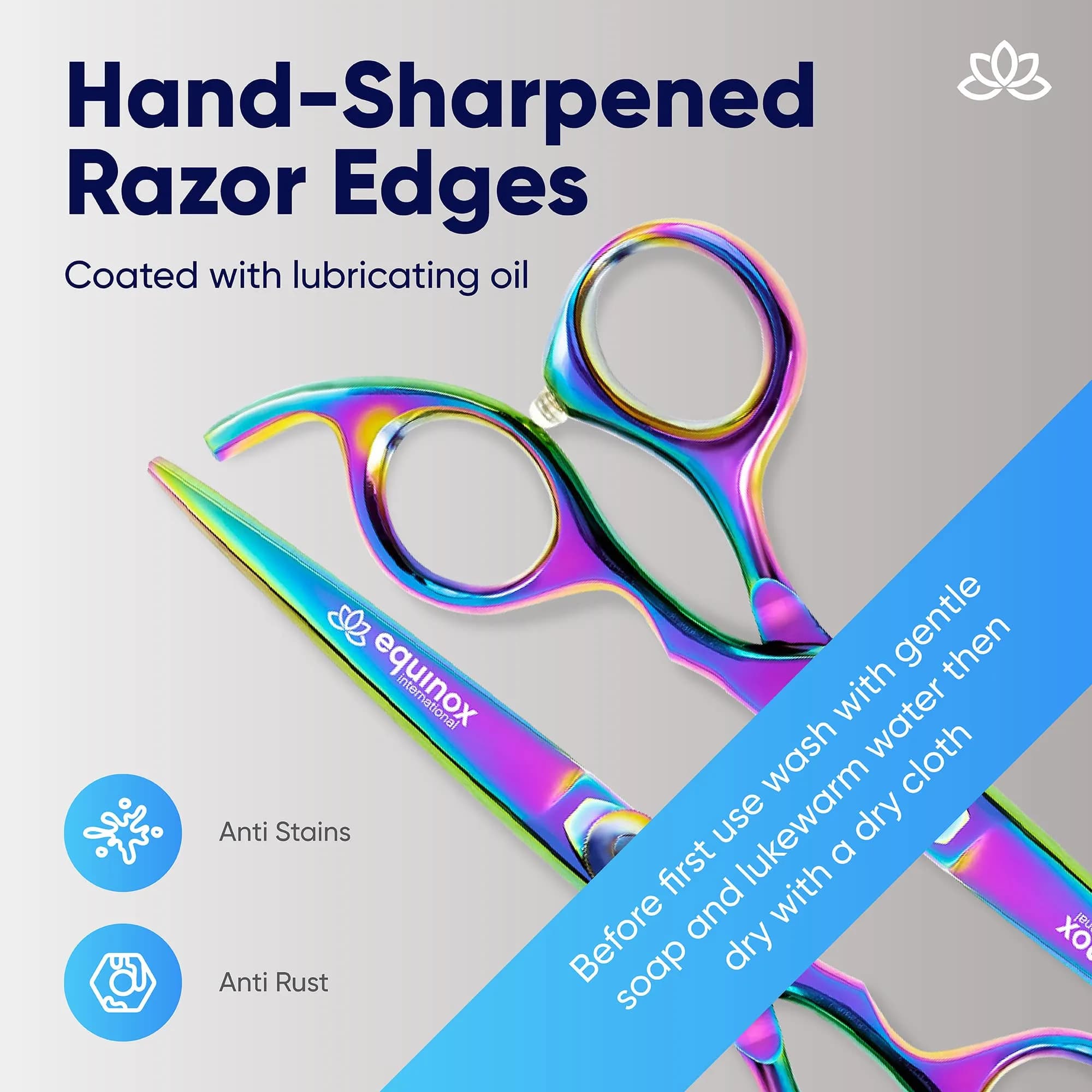 Equinox International Rainbow 6.5 Inch Barber Hair Cutting Shears | Japanese Stainless Steel, Ergonomic Grip - view 3