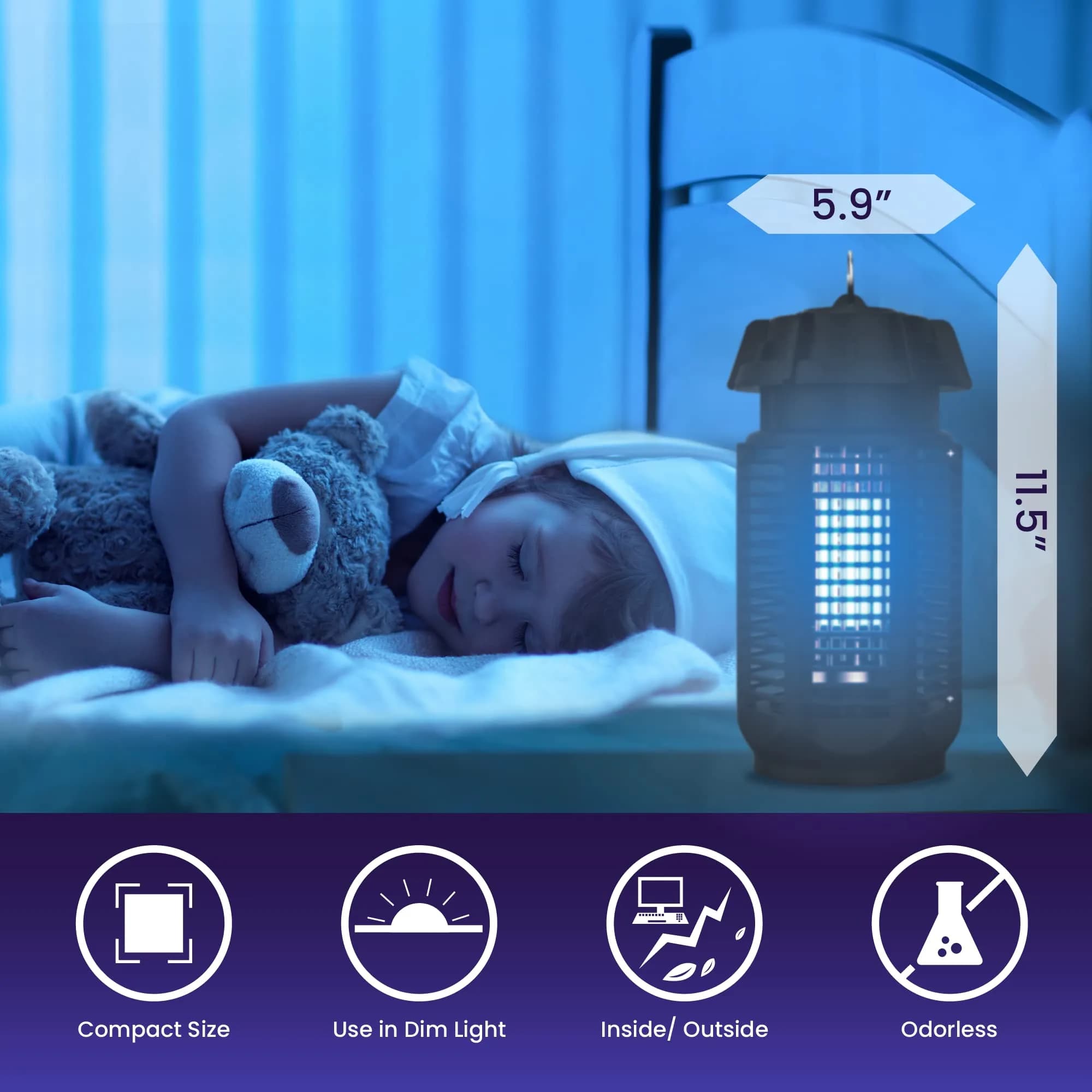 LiBa Outdoor Bug Zapper 4000V 20W IPX4 Waterproof Insect Killer for Yard | 1600 sqft Coverage - view 4
