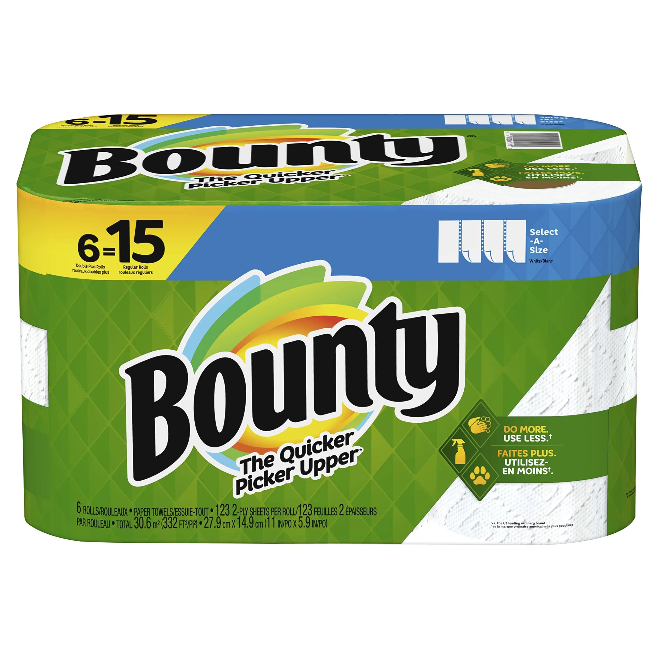 Bounty Select-A-Size Regular White Paper Towels, 2-Ply, 83 Sheets per Roll, 6 Rolls - main product image