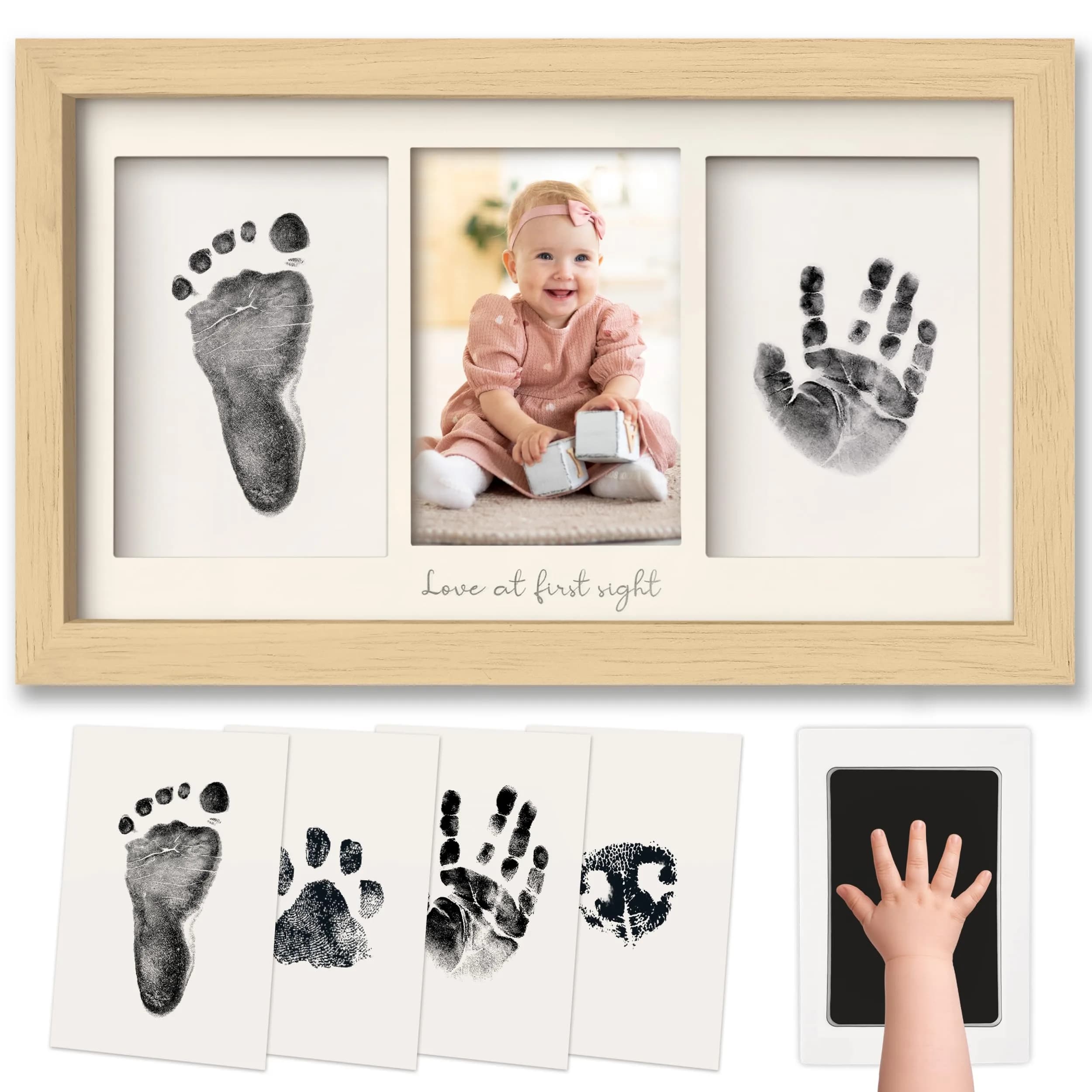 KeaBabies Inkless Baby Hand and Footprint Kit (Ash Wood) | Mess-Free Keepsake for Newborns — Ash Wood