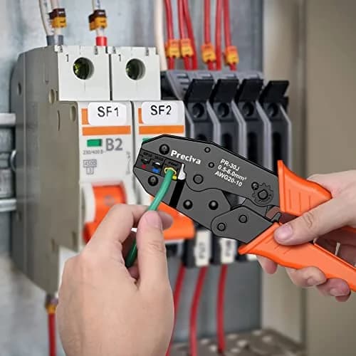 Preciva Ratcheting Wire Terminal Crimping Tool Kit AWG20-10 (0.5-6mm²) with 350PCS Insulated Connectors | Crimps Electrical Connections Reliably thumbnail 7
