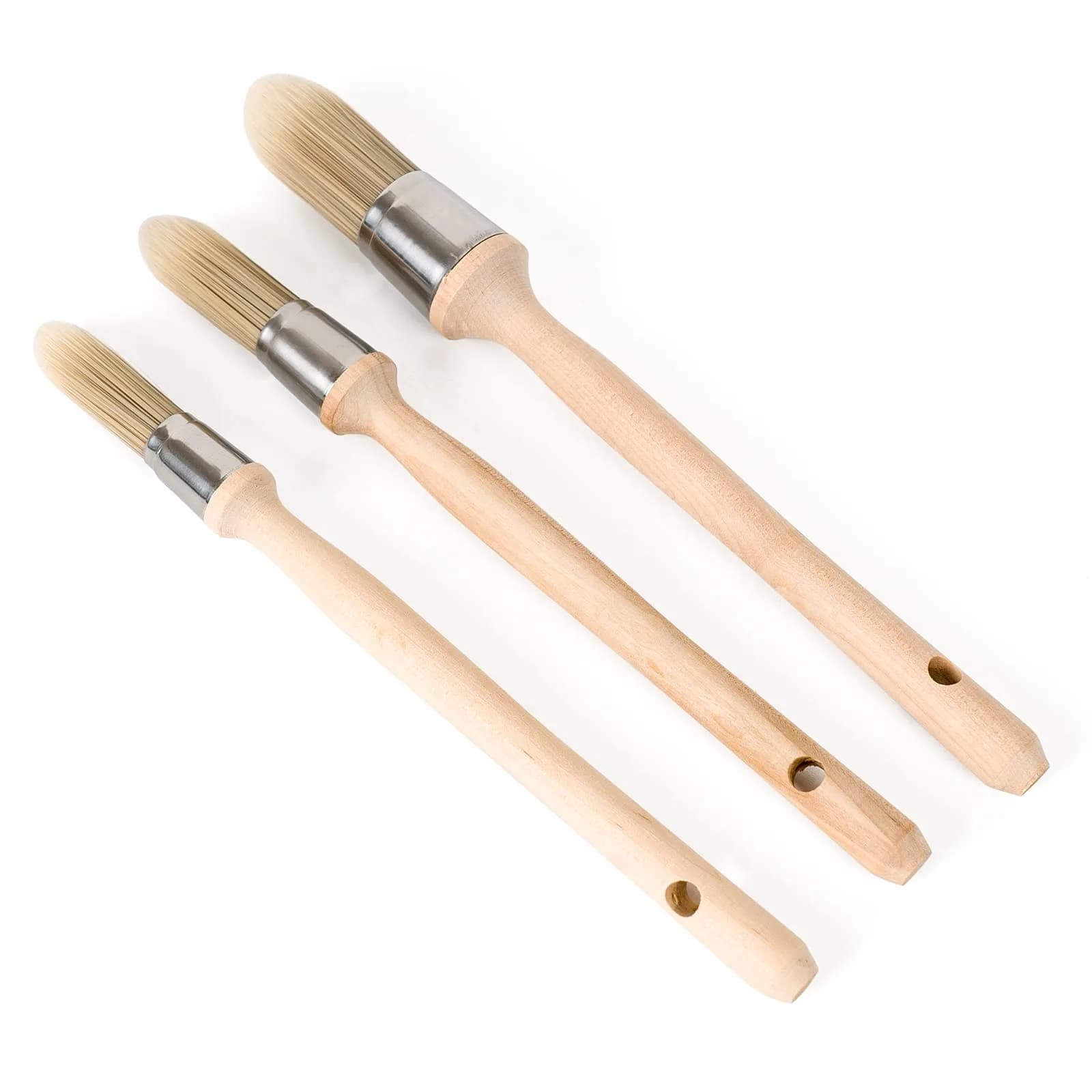 UVEPBSMN 3-Pack Trim Edge Paint Brushes, Round Small Paint Brush Set 0.6-1 inch (1.5-2.5 cm) | Professional & DIY Wall Edging - main product image