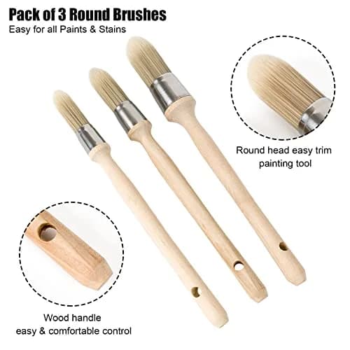 UVEPBSMN 3-Pack Trim Edge Paint Brushes, Round Small Paint Brush Set 0.6-1 inch (1.5-2.5 cm) | Professional & DIY Wall Edging thumbnail 2