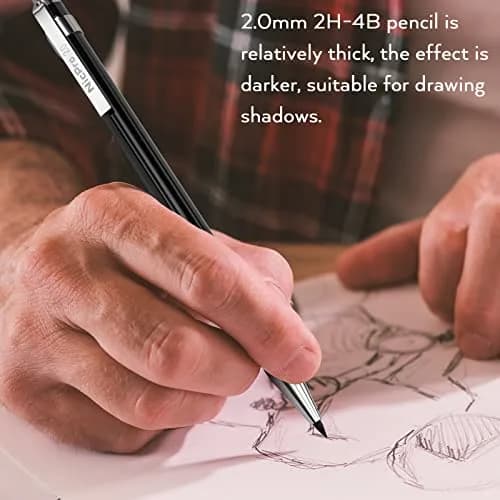 Nicpro 6 PCS Art Mechanical Pencil Set, Black Metal Drafting Pencils 0.3, 0.5, 0.7, 0.9 mm & 2PCS 2mm Lead Holders | Artist & Student Favorite thumbnail 8