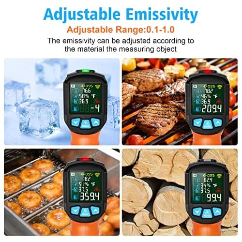 Temirup Infrared Thermometer Gun -58°F to 1472°F | Non Contact Digital Laser Temp Gun with Color LCD thumbnail 4