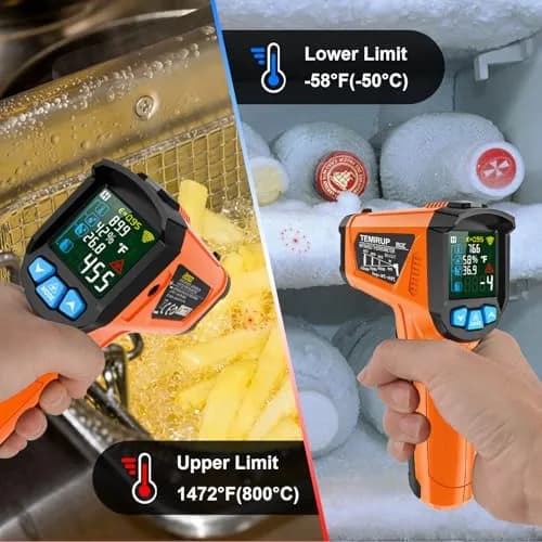 Temirup Infrared Thermometer Gun -58°F to 1472°F | Non Contact Digital Laser Temp Gun with Color LCD thumbnail 6