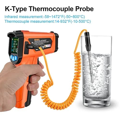 Temirup Infrared Thermometer Gun -58°F to 1472°F | Non Contact Digital Laser Temp Gun with Color LCD thumbnail 3