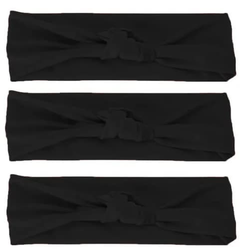 Nyamah Sales Black Cotton Hairband Elastic Head Bands for Women & Girls | 3-Pack, 8cm (3.1in) Width thumbnail 1