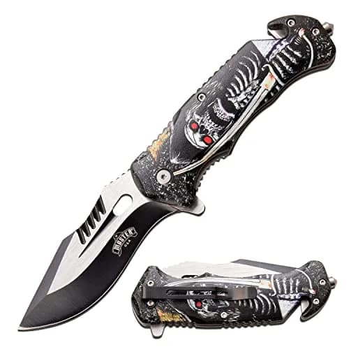 MASTER USA Pocket Folding Knife 3.8" Drop Point Blade | Tactical EDC Self Defense Skull thumbnail 1