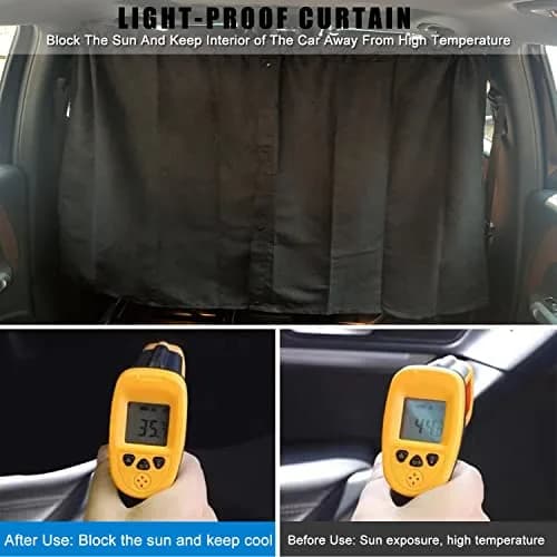 MEEWOO Blackout Suede Car Divider Privacy Curtain for Front & Rear Seat Partition - Small (79 x 39.5 inch) thumbnail 4