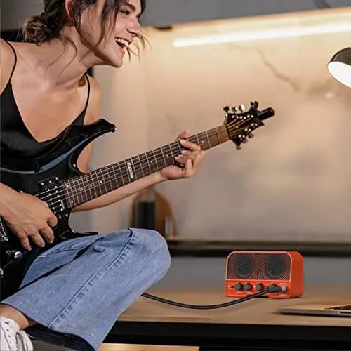 LEKATO Mini Guitar Amp 5W Orange | Rechargeable, Portable, Wireless Bluetooth Practice Amp thumbnail 6