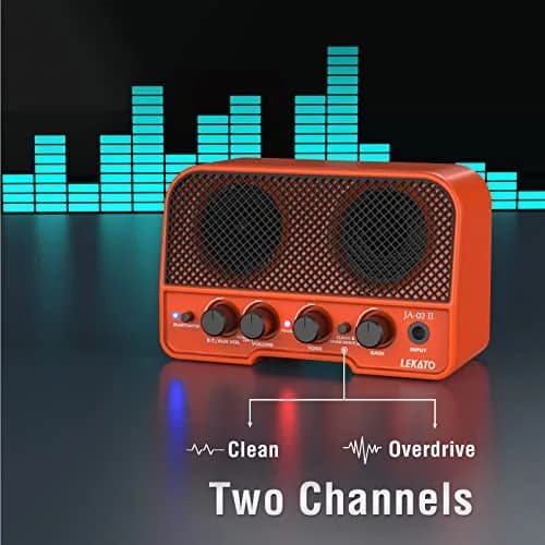 LEKATO Mini Guitar Amp 5W Orange | Rechargeable, Portable, Wireless Bluetooth Practice Amp thumbnail 2