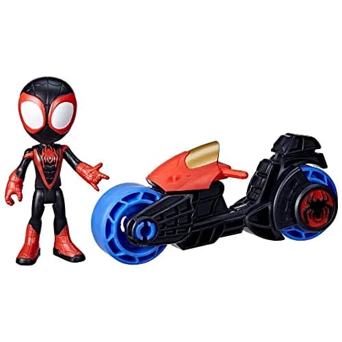 Spidey and His Amazing Friends Miles Morales Action Figure with Toy Motorcycle, Preschool Toys, 150g (0.33lb) | Ages 3 and Up thumbnail 1