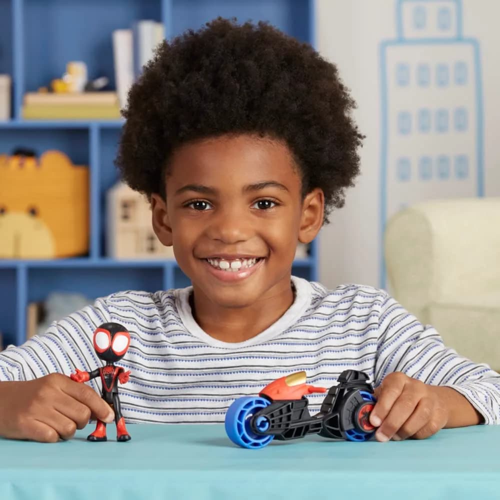 Spidey and His Amazing Friends Miles Morales Action Figure with Toy Motorcycle, Preschool Toys, 150g (0.33lb) | Ages 3 and Up - view 5