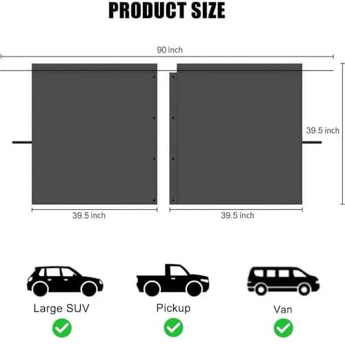 MEEWOO Blackout Suede Car Divider Privacy Curtain Large | Blocks UV Sunlight & Creates Private Space thumbnail 3