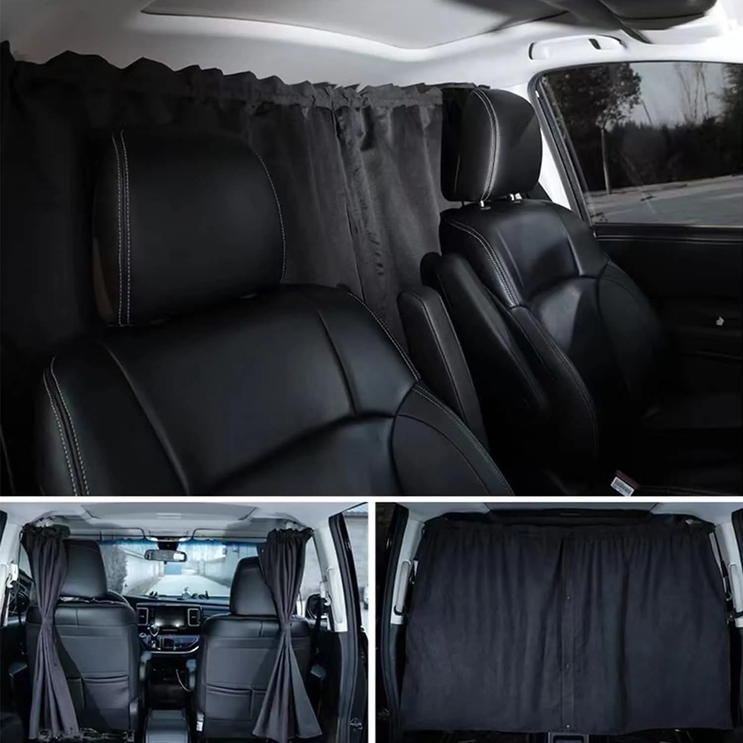 MEEWOO Blackout Suede Car Divider Privacy Curtain Large | Blocks UV Sunlight & Creates Private Space - main product image