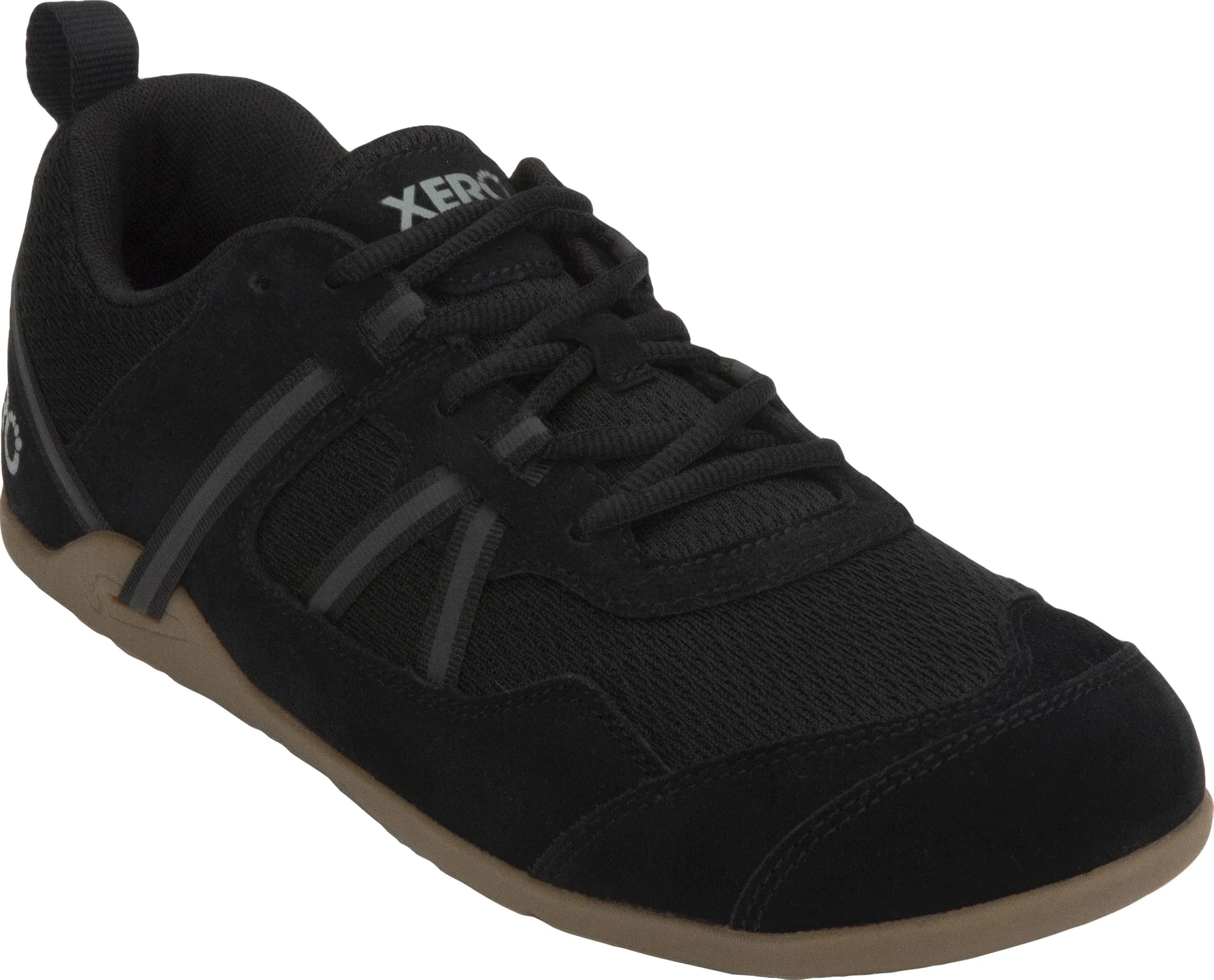 Xero Shoes Prio Suede Barefoot Athletic Sneaker for Men, Black/Gum, 25cm (9.8" US Men's 10) | Natural Movement & All-Day Comfort