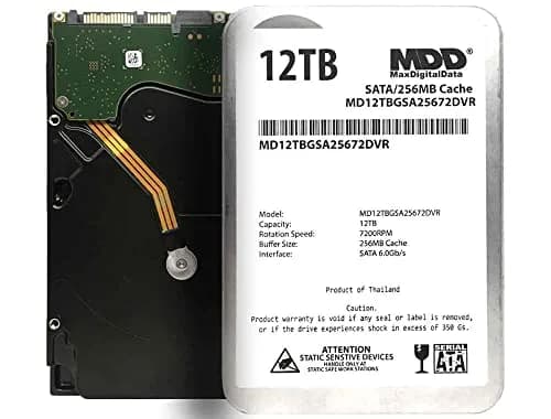 MDD MAXDIGITALDATA 12TB Surveillance Hard Drive 7200 RPM 256MB Cache | Built for 24/7 Operation thumbnail 1