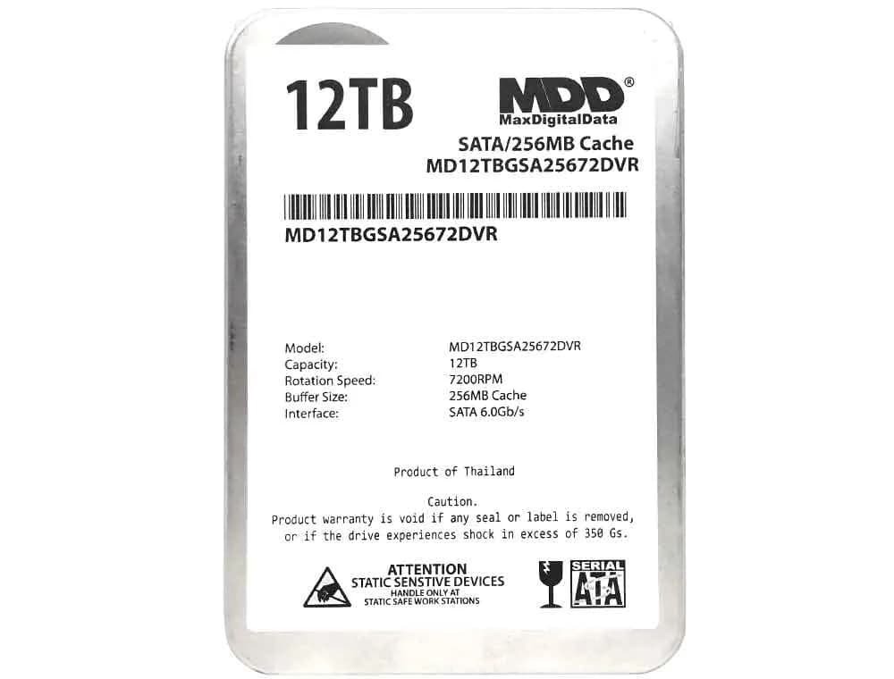 MDD MAXDIGITALDATA 12TB Surveillance Hard Drive 7200 RPM 256MB Cache | Built for 24/7 Operation - view 2