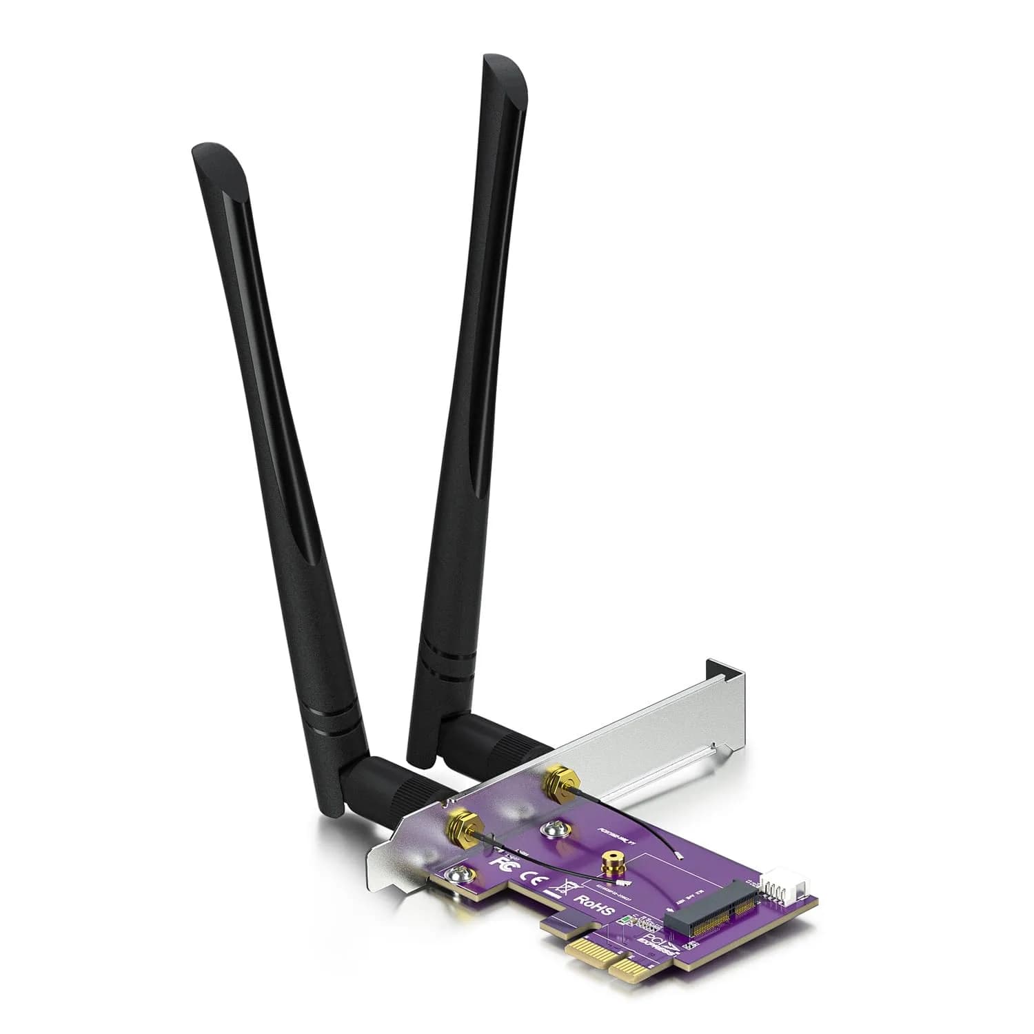 10Gtek PCIe x1 to M.2 WiFi Bluetooth Adapter Card | Supports A+E Key NGFF Modules, Dual-Band 2.4/5GHz, 2X 5dBi Antennas - main product image
