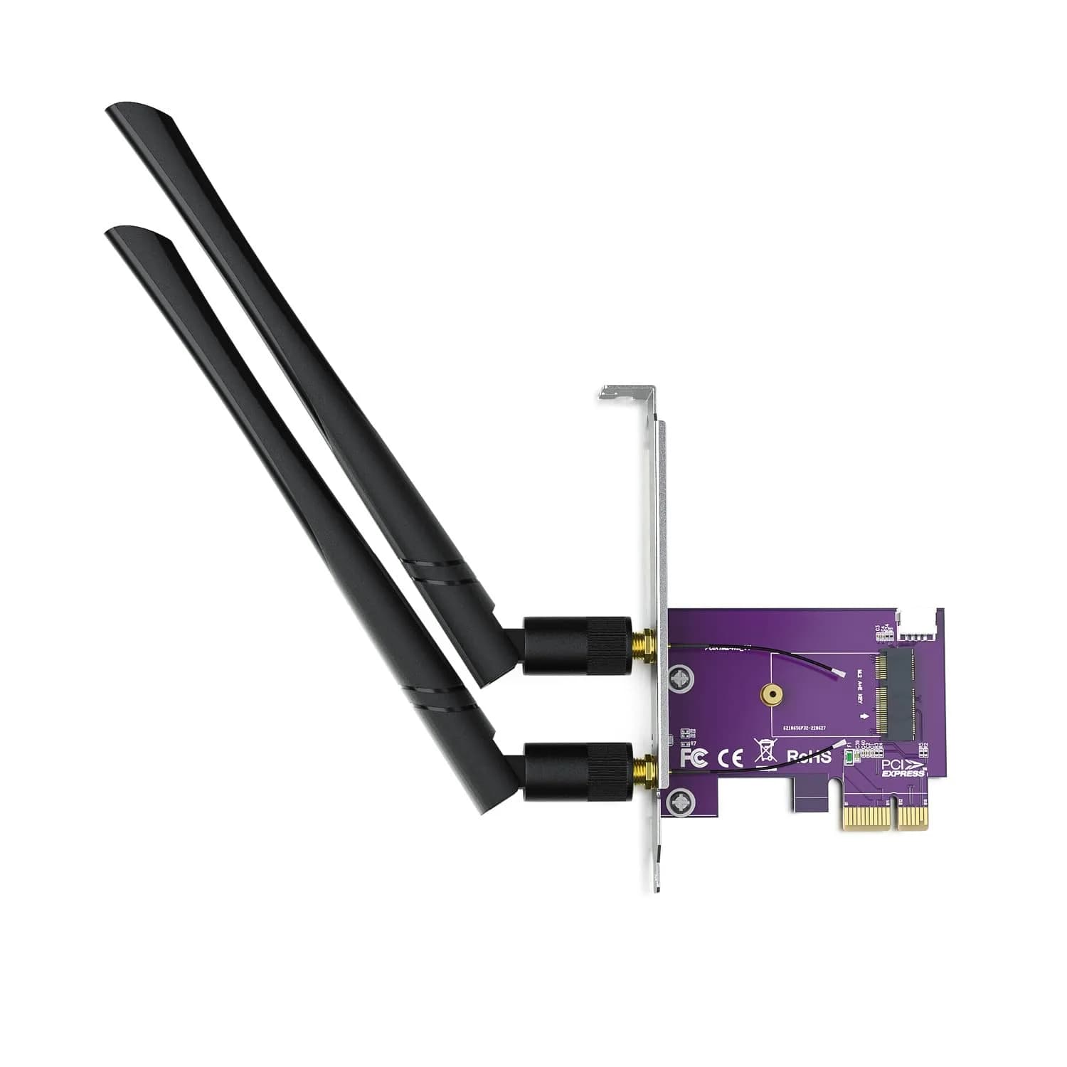 10Gtek PCIe x1 to M.2 WiFi Bluetooth Adapter Card | Supports A+E Key NGFF Modules, Dual-Band 2.4/5GHz, 2X 5dBi Antennas - view 2