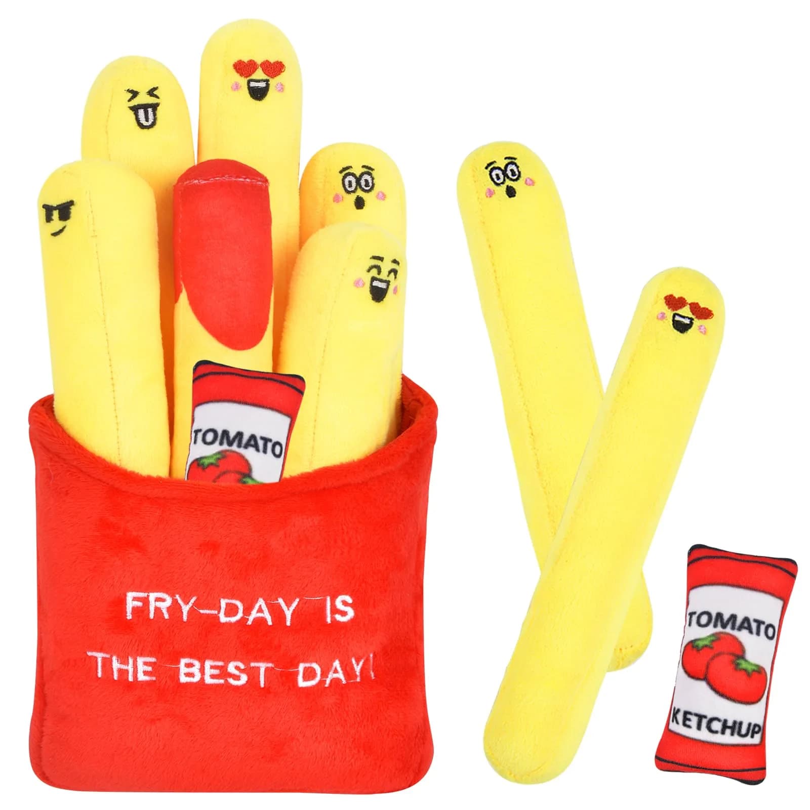 ChezMax French Fries Plush Pillow | Cute Food Plushie for Kids & Adults, 7.25 x 12 inches