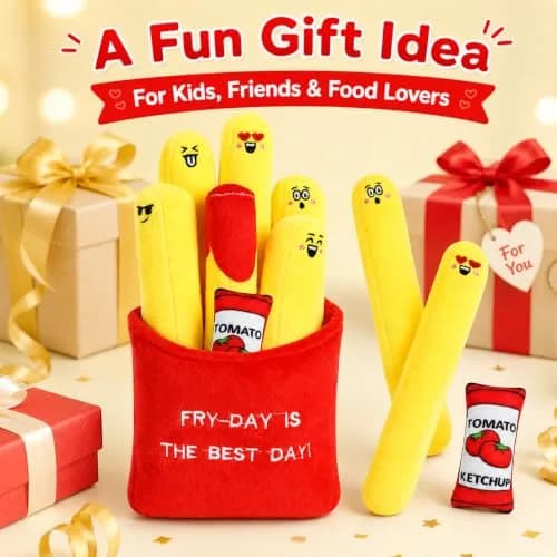 ChezMax French Fries Plush Pillow | Cute Food Plushie for Kids & Adults, 7.25 x 12 inches thumbnail 4