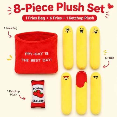 ChezMax French Fries Plush Pillow | Cute Food Plushie for Kids & Adults, 7.25 x 12 inches thumbnail 5