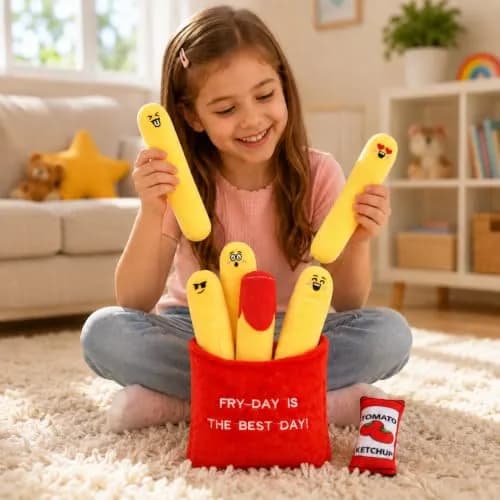 ChezMax French Fries Plush Pillow | Cute Food Plushie for Kids & Adults, 7.25 x 12 inches thumbnail 6