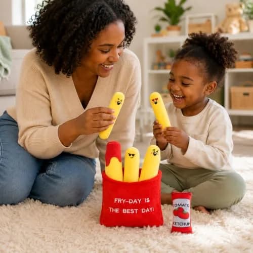 ChezMax French Fries Plush Pillow | Cute Food Plushie for Kids & Adults, 7.25 x 12 inches thumbnail 7