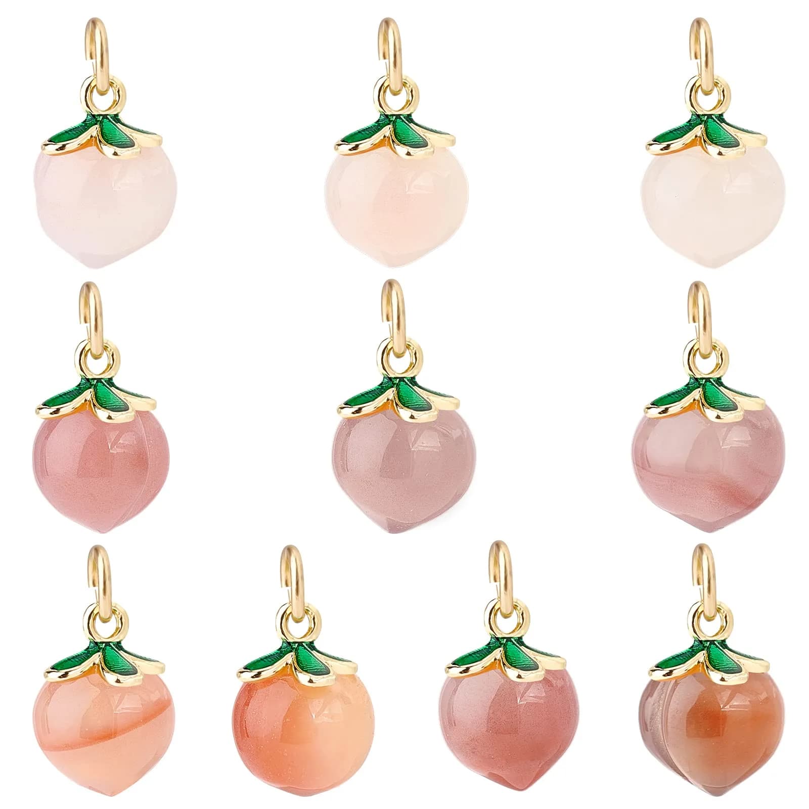 OLYCRAFT Peach Agate Pendant 14x10mm | Natural Enamel Fruit Charm for Jewelry & Crafts — Peach