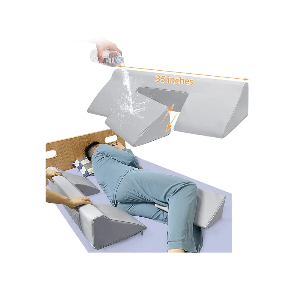 Mistuki U-Shaped Turning Wedge Body Positioner 35" (88.9 cm) | Aids Post-Surgery Recovery & Prevents Bedsores — Grey Waterproof