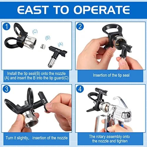 Zhengmy Airless Paint Sprayer Tips 12 Pcs (109-517, 621-623) | 1/4 Inch Thread Reversible Spray Nozzles thumbnail 5