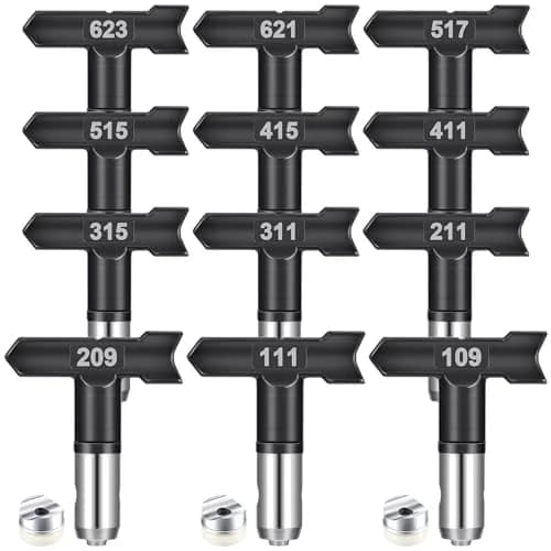 Zhengmy Airless Paint Sprayer Tips 12 Pcs (109-517, 621-623) | 1/4 Inch Thread Reversible Spray Nozzles thumbnail 1