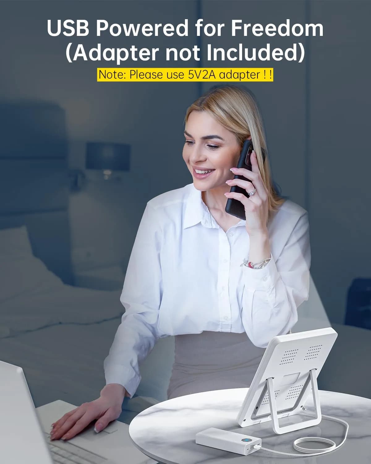 SUXIO Rechargeable Light Therapy Lamp - USB-A 5V-2A Power Input | 10000 Lux Brightness - view 3