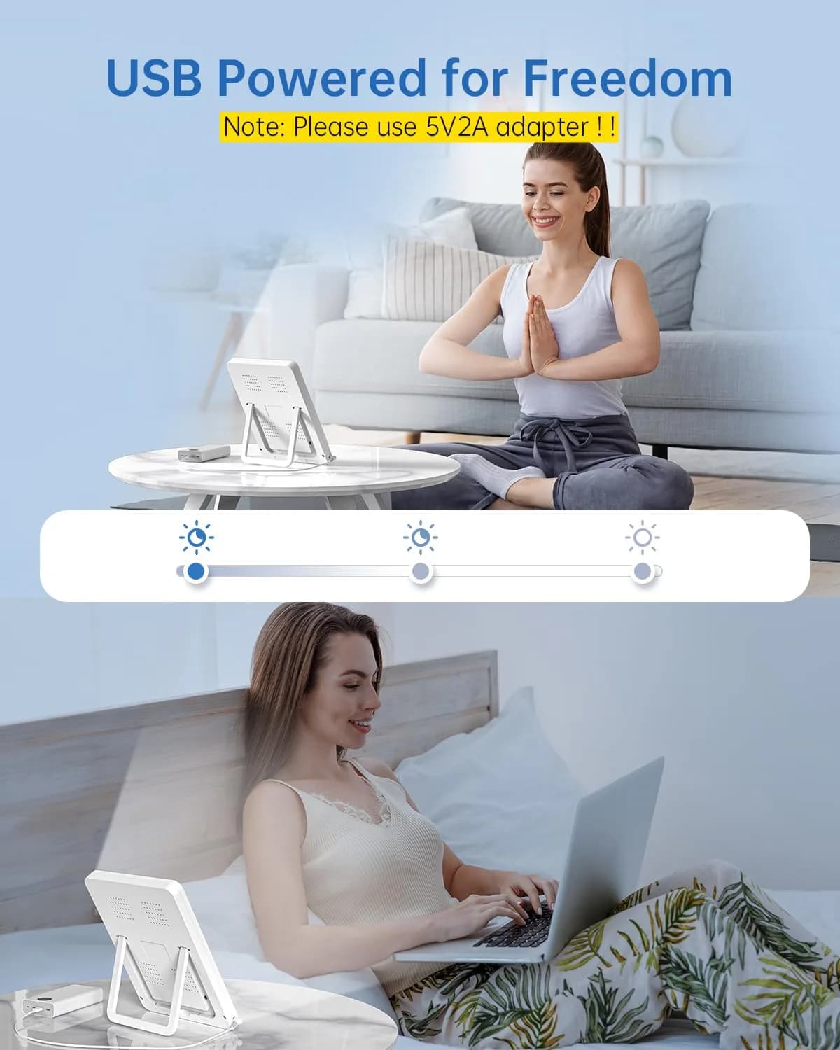 SUXIO Rechargeable Light Therapy Lamp - USB-A 5V-2A Power Input | 10000 Lux Brightness - view 4