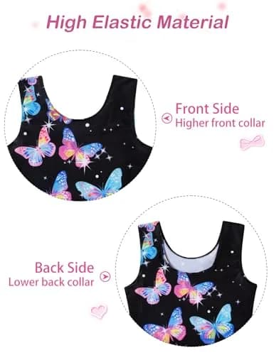 TUONROAD Girls Gymnastics Leotard with Shorts 9-10 Years | Colorful Butterfly Sparkly Bikertard thumbnail 3