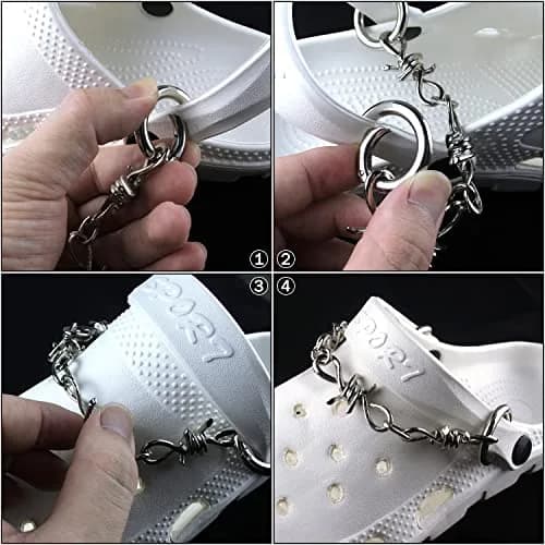 VIQWYIC Shoes Metal Chain Spikes Charms | Punk Chain for Sandals & Shoes thumbnail 7