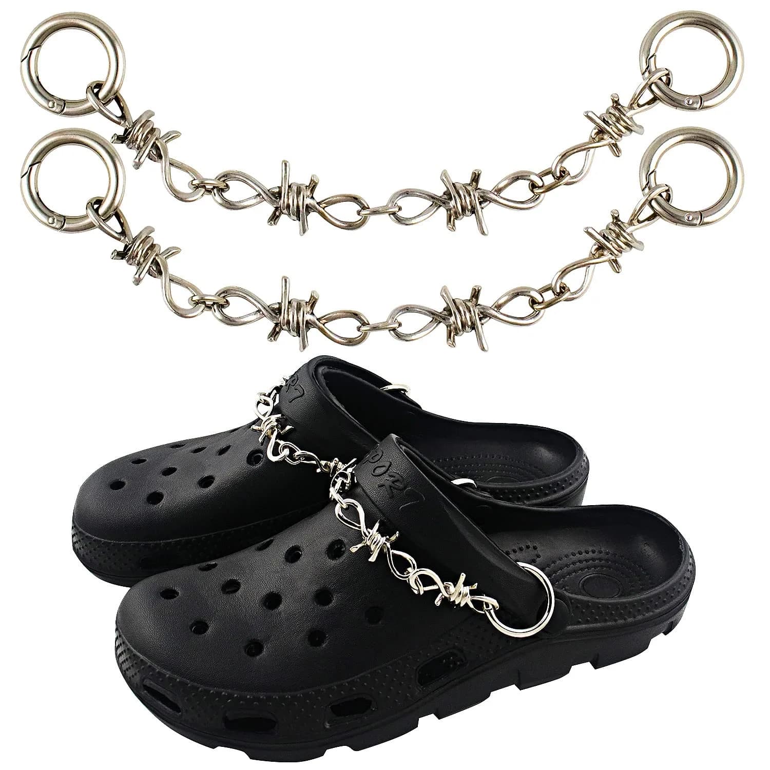VIQWYIC Shoes Metal Chain Spikes Charms | Punk Chain for Sandals & Shoes - main product image