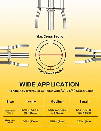 VEHIFOMO Hydraulic Seal Installation Tool Kit with Pick and Hook Set, 5 Pcs Stainless Steel | For Rod Seals & U-Cups thumbnail 7
