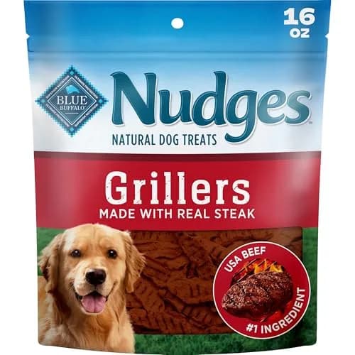 Blue Buffalo Nudges Grillers Steak Dog Treats 453g (16 oz) | Real USA Beef First, Soft & Easy to Tear thumbnail 1