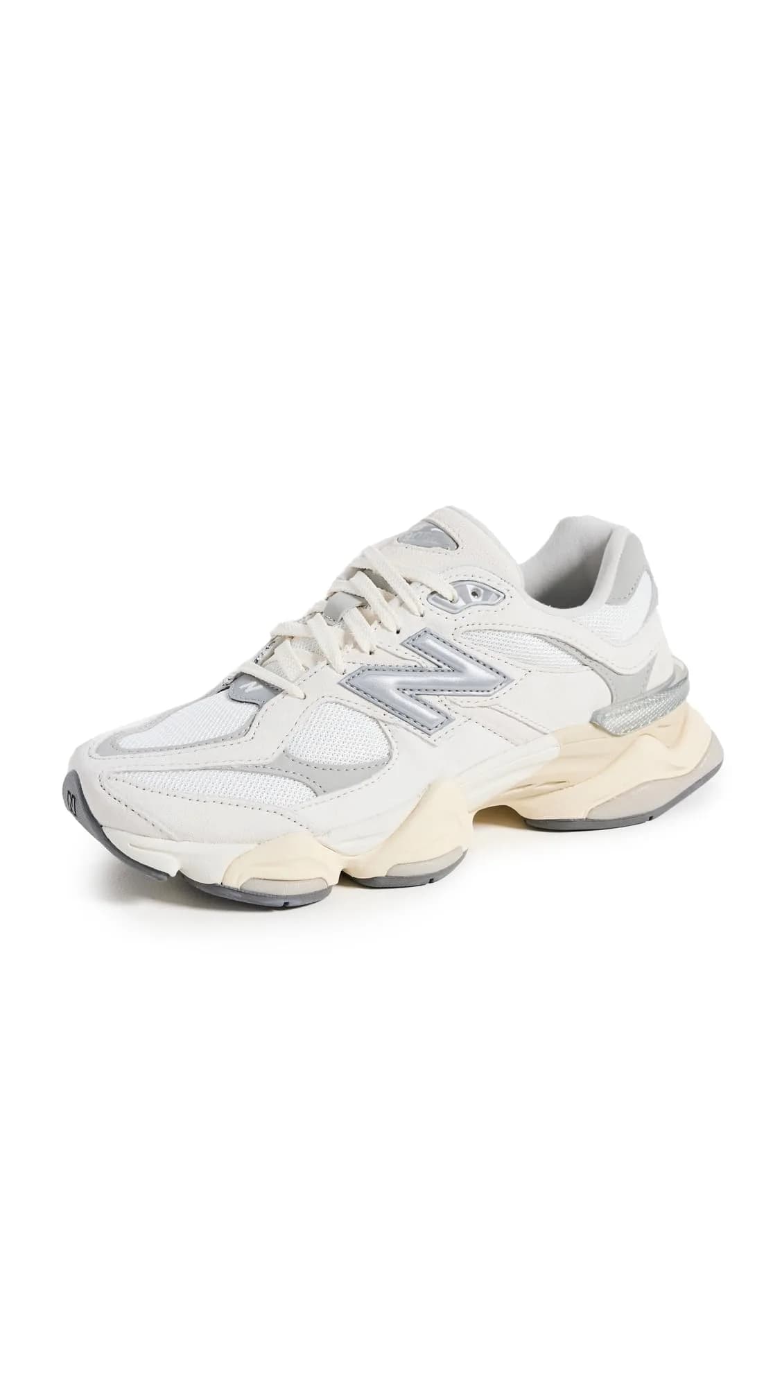 New Balance 9060 Sneakers, Sea Salt/Concrete/Silver Met, 8.5 US Women/7 US Men | Y2K Futuristic Design