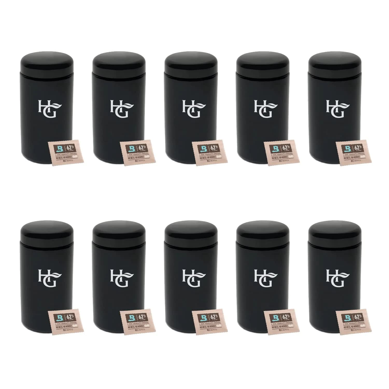 Herb Guard 500ml Airtight Glass Jar Set | UV Protection Keeps Goods Fresh for Months — Black