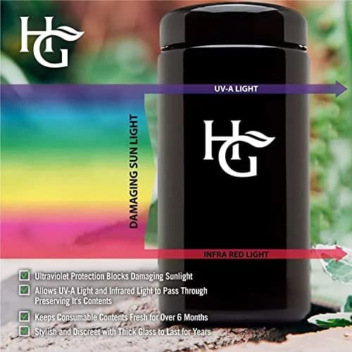 Herb Guard 500 ml UV Glass Jar & Humidity Pack | Airtight, Anti-Static, Travel-Ready (70-120c) thumbnail 4