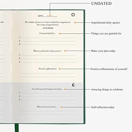 GOSSIP FOX The Gratitude Journal A Few Minutes a Day for Happiness & Reflection | Undated Daily Planner, Earth Green, A5 thumbnail 4