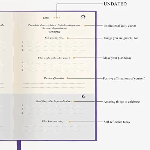 GOSSIP FOX Gratitude Journal Purple A5 | Daily Affirmation & Reflection Planner for Happiness thumbnail 4