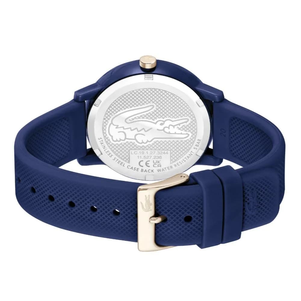 Lacoste 12.12 Men's Quartz Watch 42mm (1.65in) Blue Silicone | Sporty Fashion Timepiece with Crocodile Detail - view 3