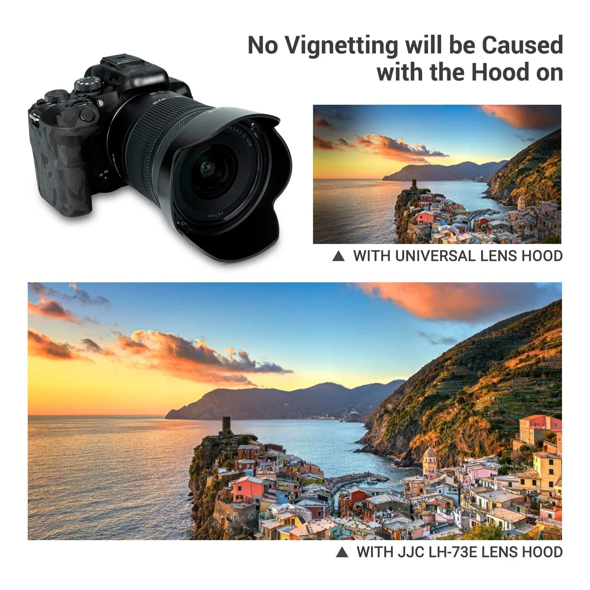 JJC EW-73E Lens Hood for Canon RF 16-28mm f/2.8 & RF 15-30mm f/4.5-6.3 Lens | Reversible Design, Supports 67mm Filter & Cap - view 4