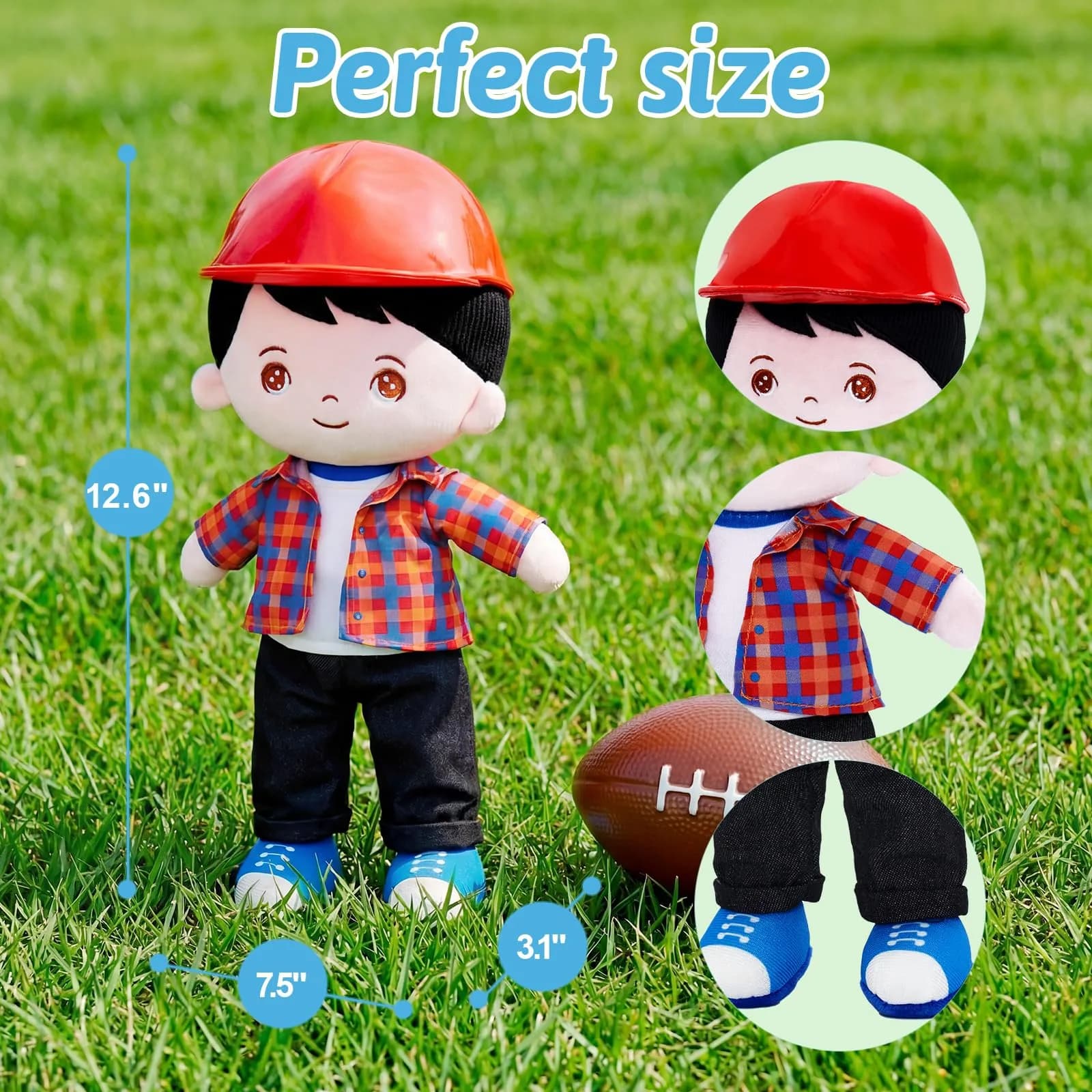 OUOZZZ Soft Baby Doll Toy with Red Hat, 12.6" Plush Figure | Safe & Soft for Toddlers - view 2